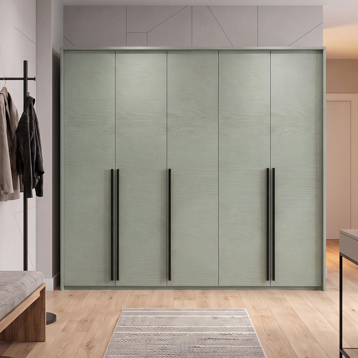 DREHTÜRENSCHRANK Giana mit 5 Türen, 255 cm, Eukalyptusfarbe - Eukalyptusholzfarben, Holzwerkstoff (255/217/65cm) - Beautysofa