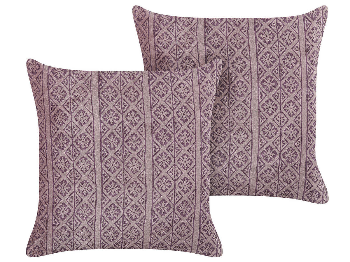 DEKOKISSEN 2er-Set Rosa 45/45 cm Silybum - Pink, Textil (45/45cm) - Beliani