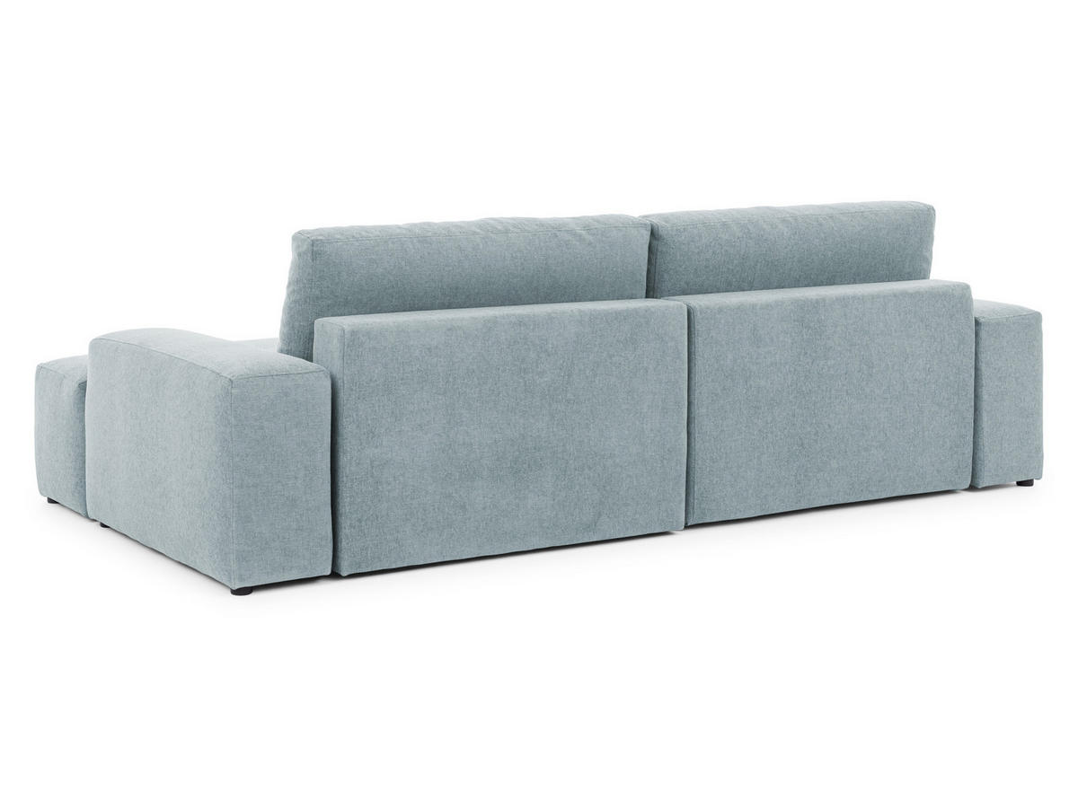 ECKSOFA inkl. Hocker Lennon aus Hellblau Strukturstoff mit Schlaffunktion und Bettkasten - Schwarz/Hellblau, Holz/Kunststoff (264/137cm) - S-Style