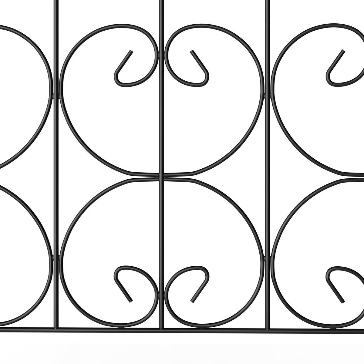 GARTENZAUN Lattenzaun 5Stück aus Metall in Schwarz Abnehmbares Design Robuste Metallkonstruktion je Paneel: 61 cm B × 81.5 cm H - Schwarz, Metall (61cm) - Livingandhome