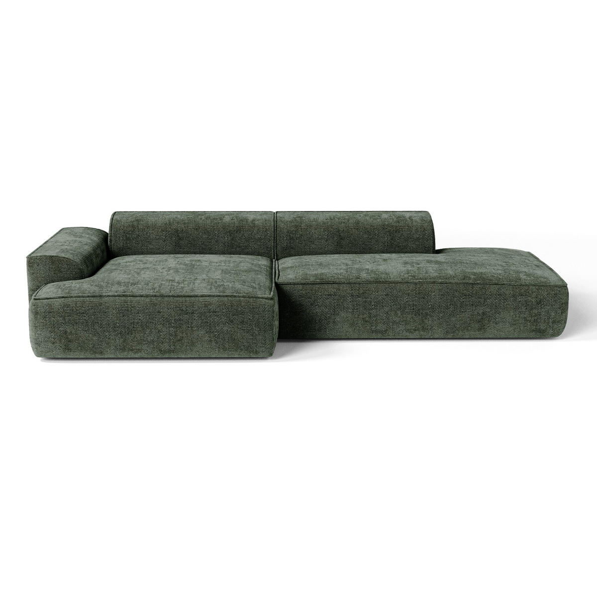 ECKSOFA (links) HANA Strickvelours Olivgrün 300cm - Olivgrün/Grün, Textil (300/155cm) - Premium Interiors