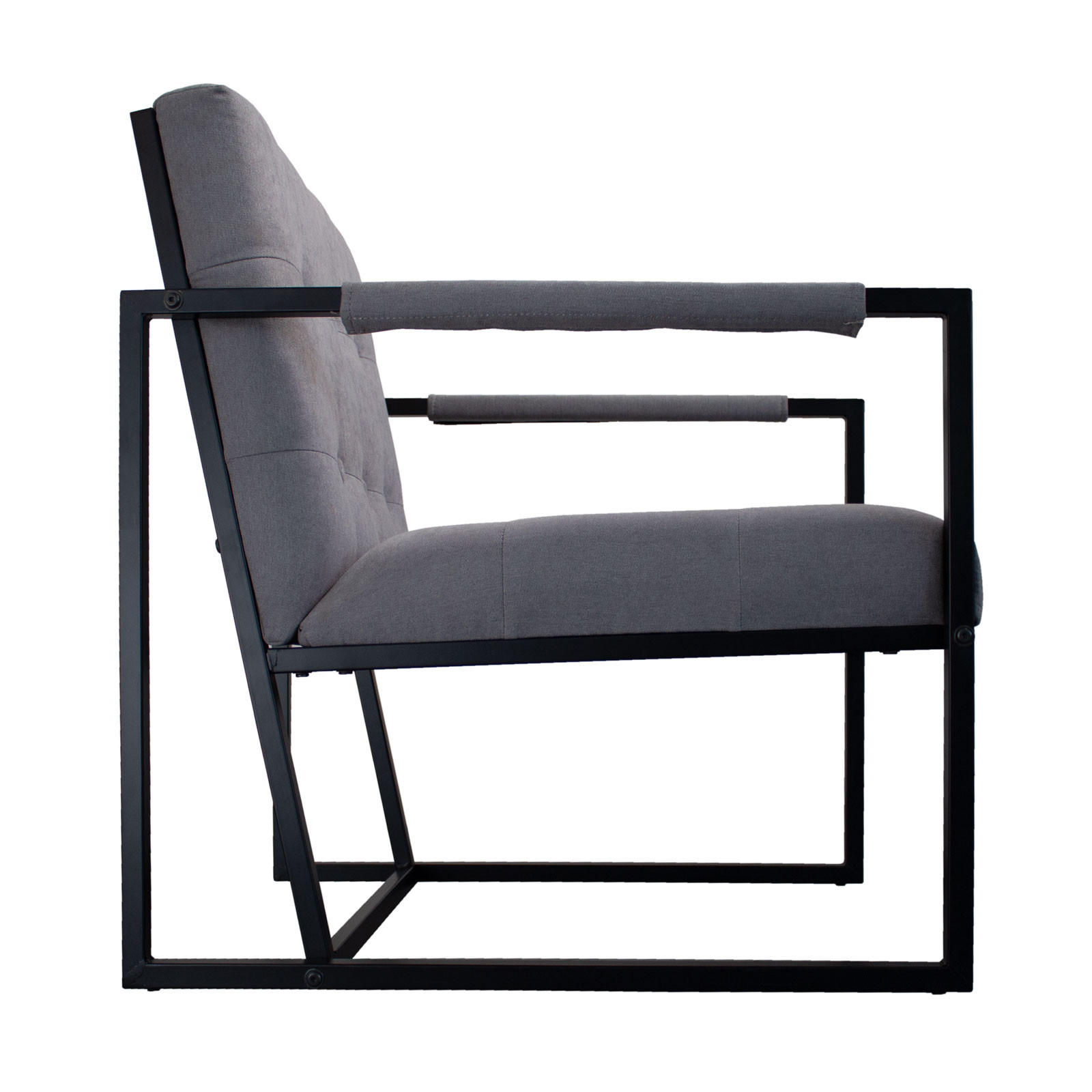 LOUNGESESSEL JONES Stoffbezug Hellgrau - Hellgrau/Schwarz, Textil/Metall (53/73/69cm) - SVITA