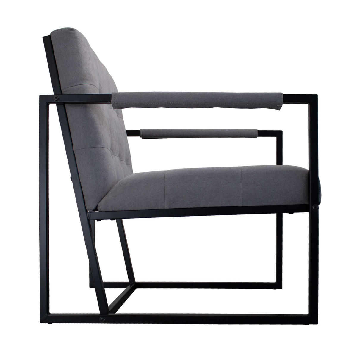 LOUNGESESSEL JONES Stoffbezug Hellgrau - Hellgrau/Schwarz, Textil/Metall (53/73/69cm) - SVITA