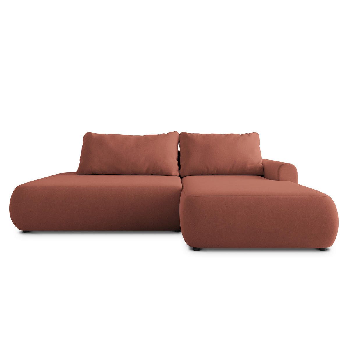 ECKSOFA NUVIRA CL R-S Koralle Samtstoff mit Schlaffunktion - Koralle, Holzwerkstoff/Textil (279/158cm) - MASSENO