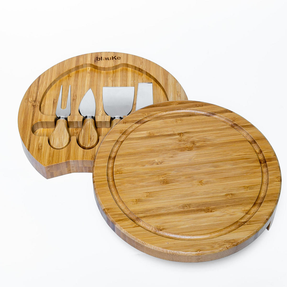 KÄSEBRETT mit Käsemesser Set 25cm - Beige, Holz (25/25cm) - BlauKe
