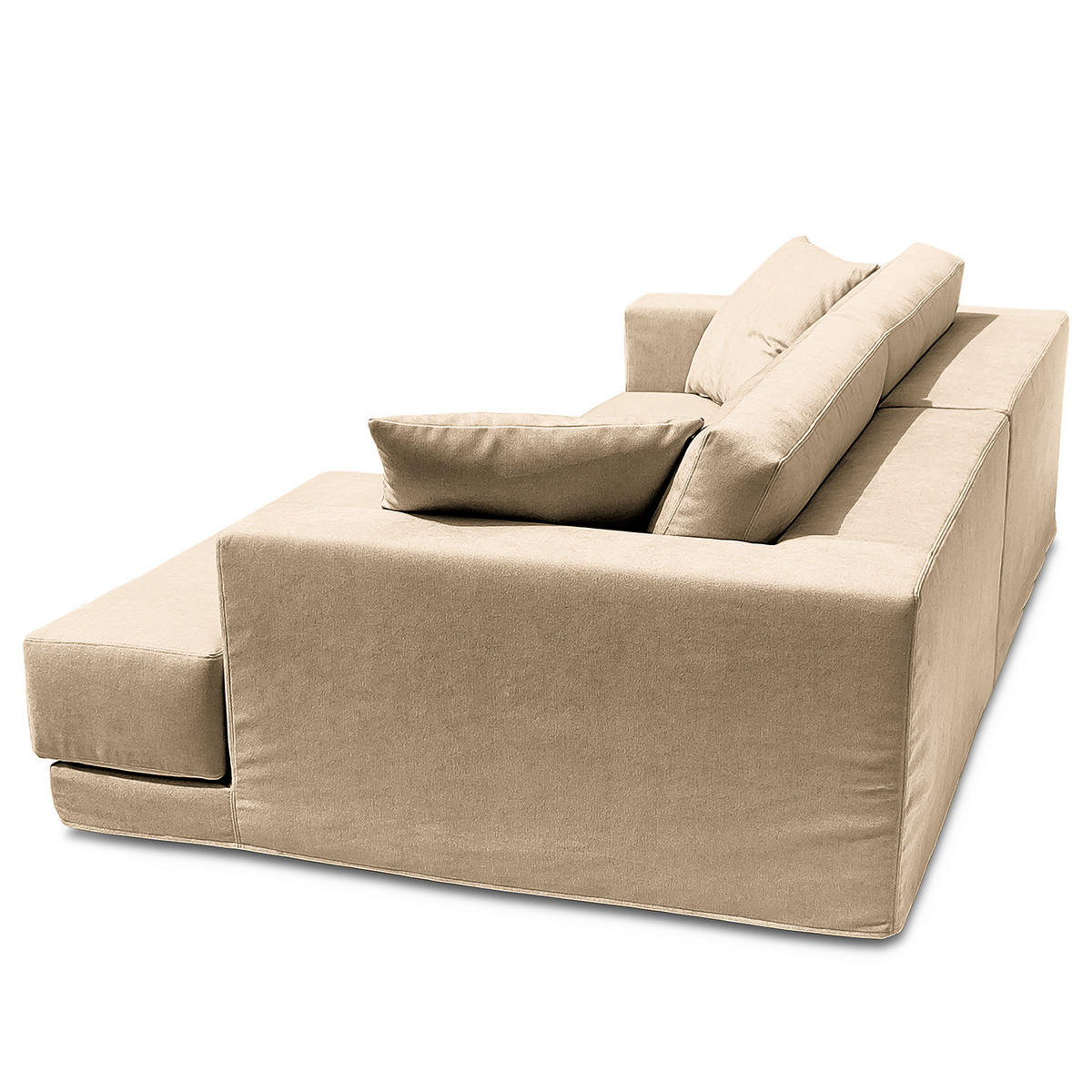 ECKSOFA mit Wechselbezug - Longchair, Webstoff - Beige/Schwarz, Kunststoff/Textil (260/155cm) - home24