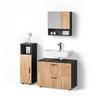 BADMÖBEL-SET Ronco Goldkraft Eiche/Anthrazit 3 Teile, mit Midischrank - Anthrazit/Eiche Wotan, Holzwerkstoff (54/55/41cm) - Livinity®