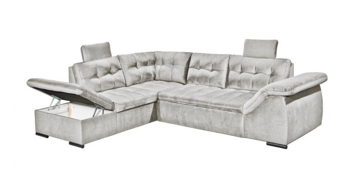 ECKSOFA mit Schlaffunktion und Bettkasten - Silberfarben, Kunststoff/Textil (283/217cm) - ed exciting design