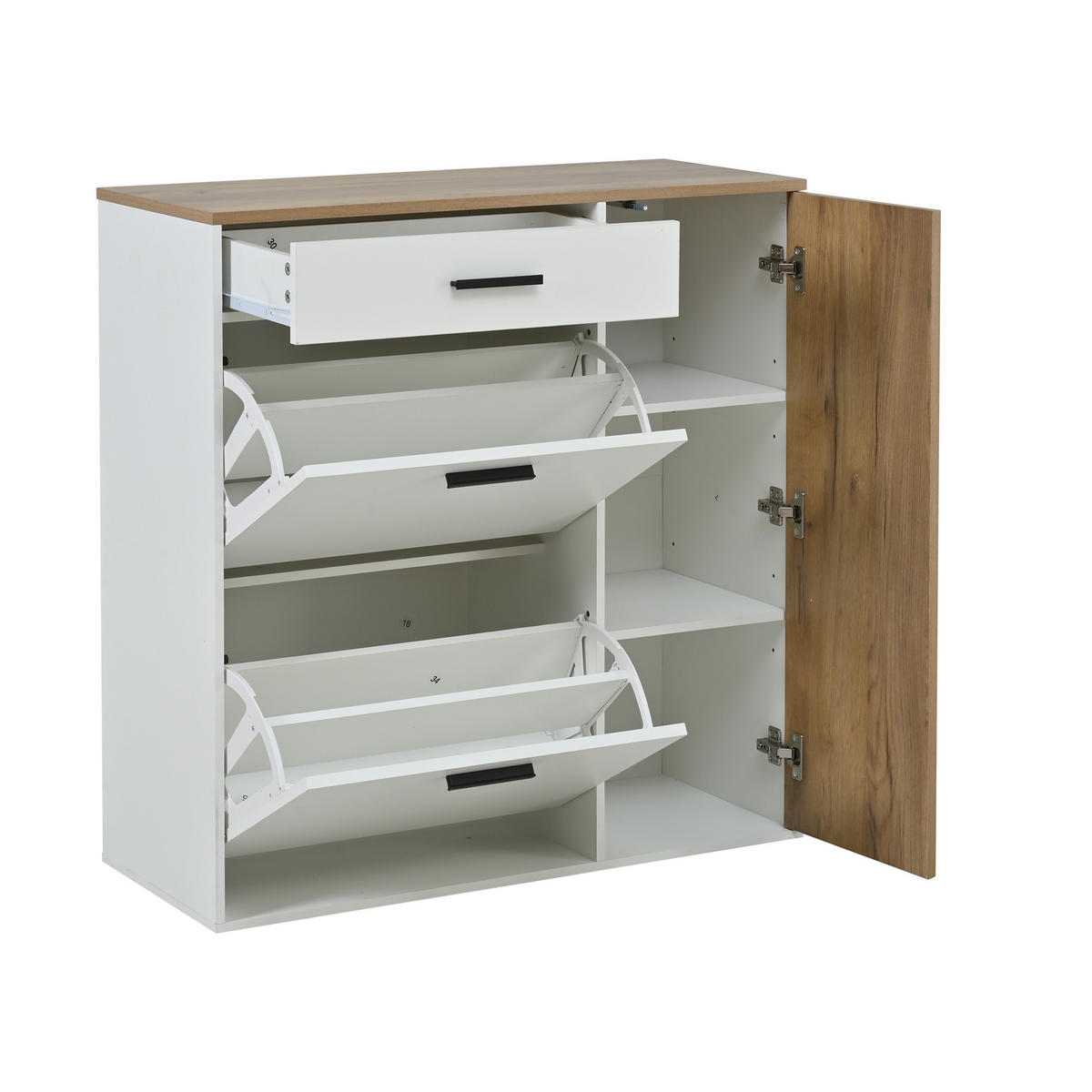 SCHUHSCHRANK aus Spanplatte 85x36x85cm in Weiß mit 5-teiligem Flurset - Weiß, Holzwerkstoff (85/85/36cm) - Modfu