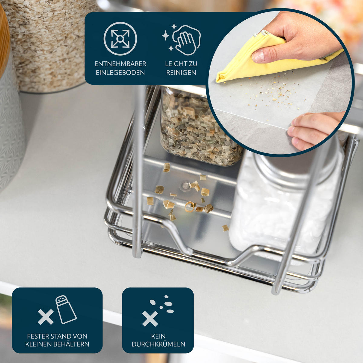 KORBAUSZUG (2er Set), 2-stöckig, Chrom - Silberfarben, Metall (11.5/23.5/29cm) - bremermann