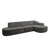 ECKSOFA Ottomane Rechts MARI-L2-v3 - 328x171x83 cm Dunkelgrau Velours - Dunkelgrau/Schwarz, Holzwerkstoff/Kunststoff (171/328cm) - ALTDECOR