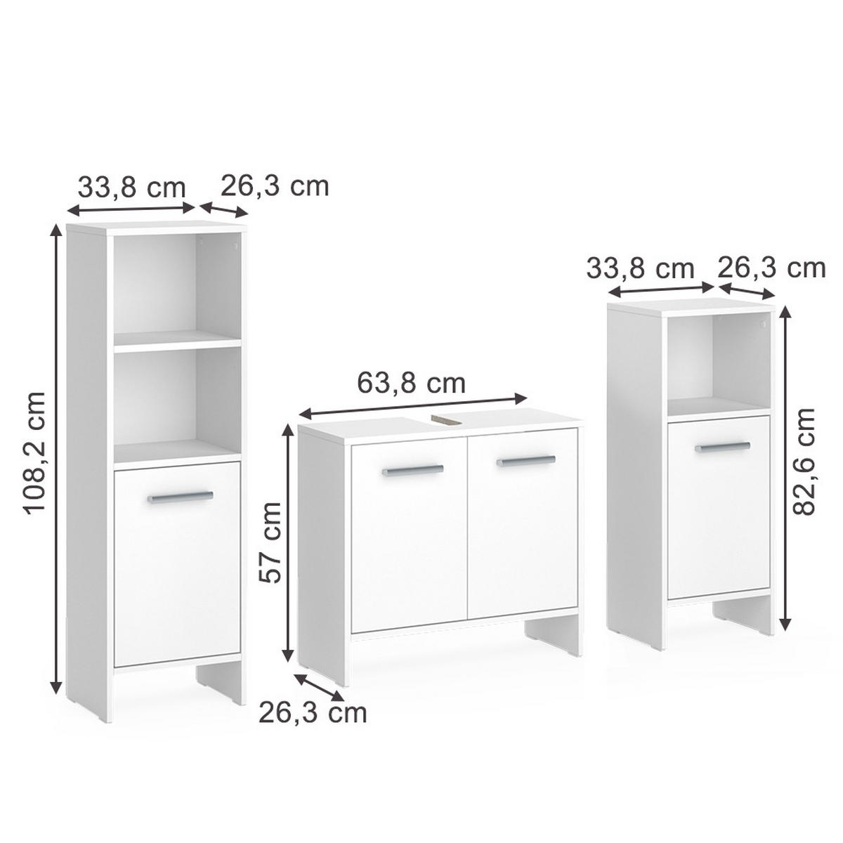 Weiß, Holzwerkstoff (63.8/57/26.3cm) - Vicco