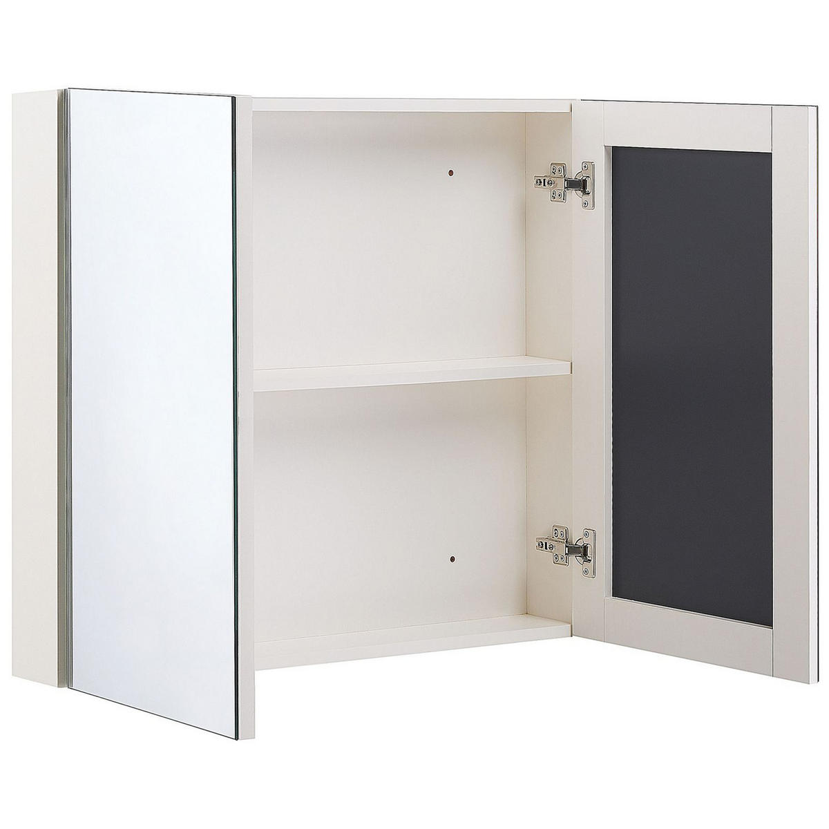 BAD SPIEGELSCHRANK weiß/silber 80/70 cm Navarra - Silberfarben/Weiß, Holz (80/70/14cm) - Beliani