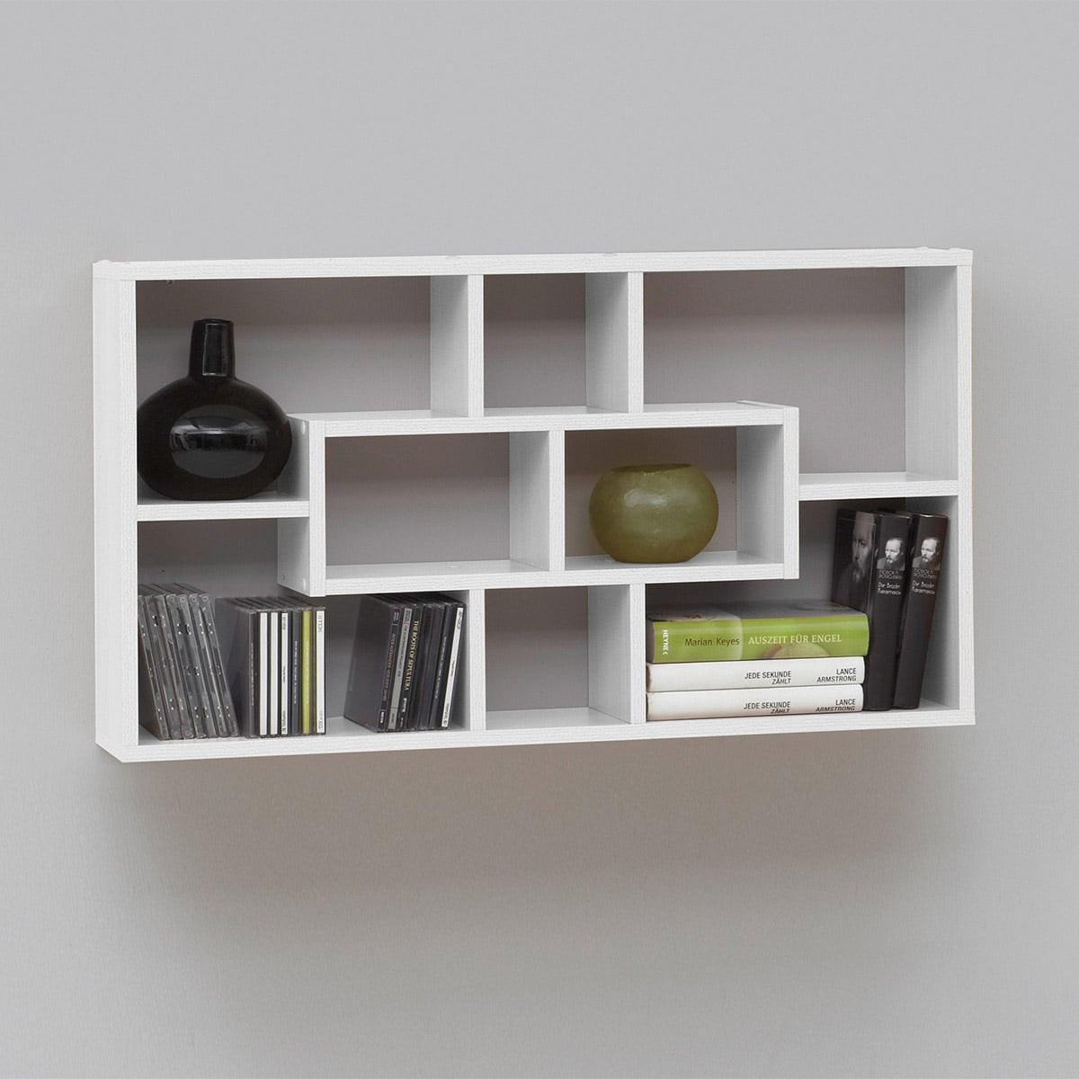 WANDREGAL Rechteckig 8 Fächer L85 cm - Lasse - Weiß, Holzwerkstoff (16/47.5/35.8cm) - Calicosy