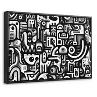 LEINWAND Bilder mit Rahmen - Symbole - Abstrakt - Grafik - Schwarz - 60x40 - Schwarz, Textil (60/40cm) - MuchoWow
