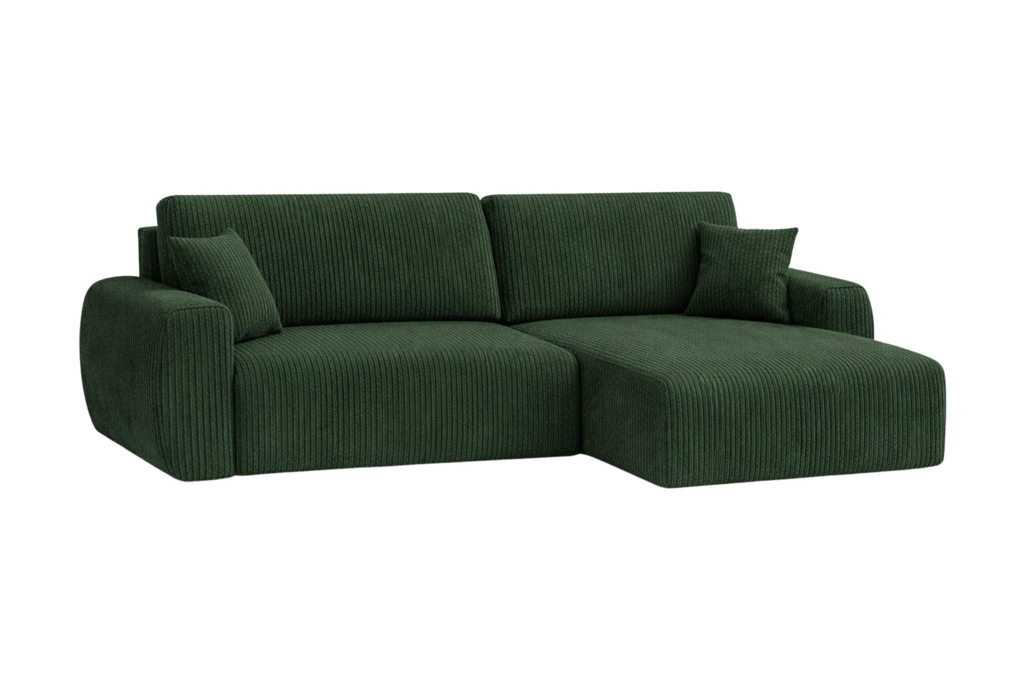ECKSOFA Mit Schlaffunktion, Ariel XL, Cordstoff, Stoff Poso, Grün, Rechts - Grün, Holz (280/142cm) - Kaiser Möbel