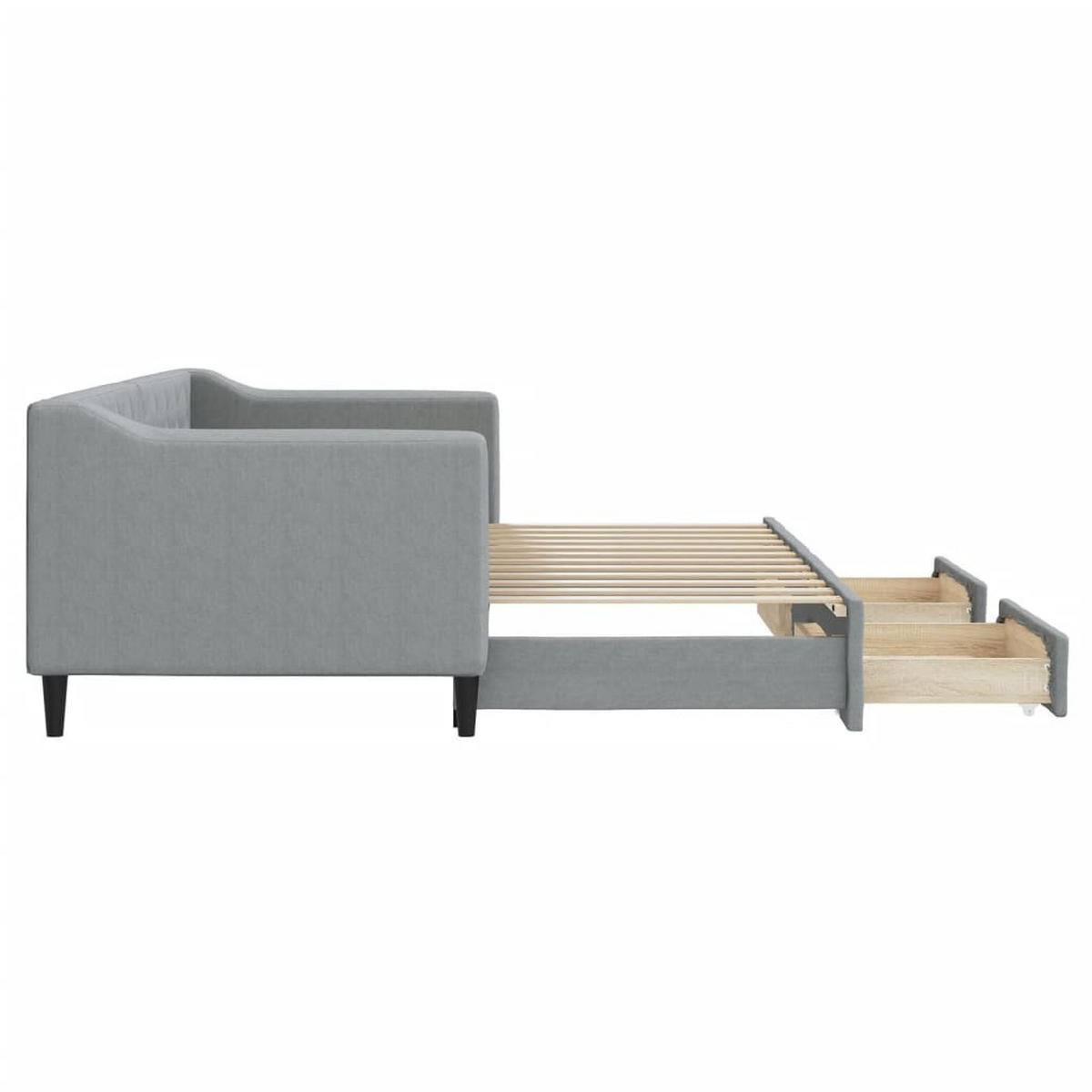 TAGESBETT Ausziehbar Mit Schubladen Hellgrau 80/200 Cm Stoff - Grau, Textil (80/200cm) - vidaXL