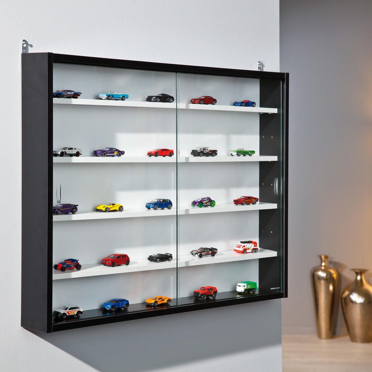 VITRINENSCHRANK Schwarz - Schwarz, Holzwerkstoff (80/60/10cm) - ebuy24