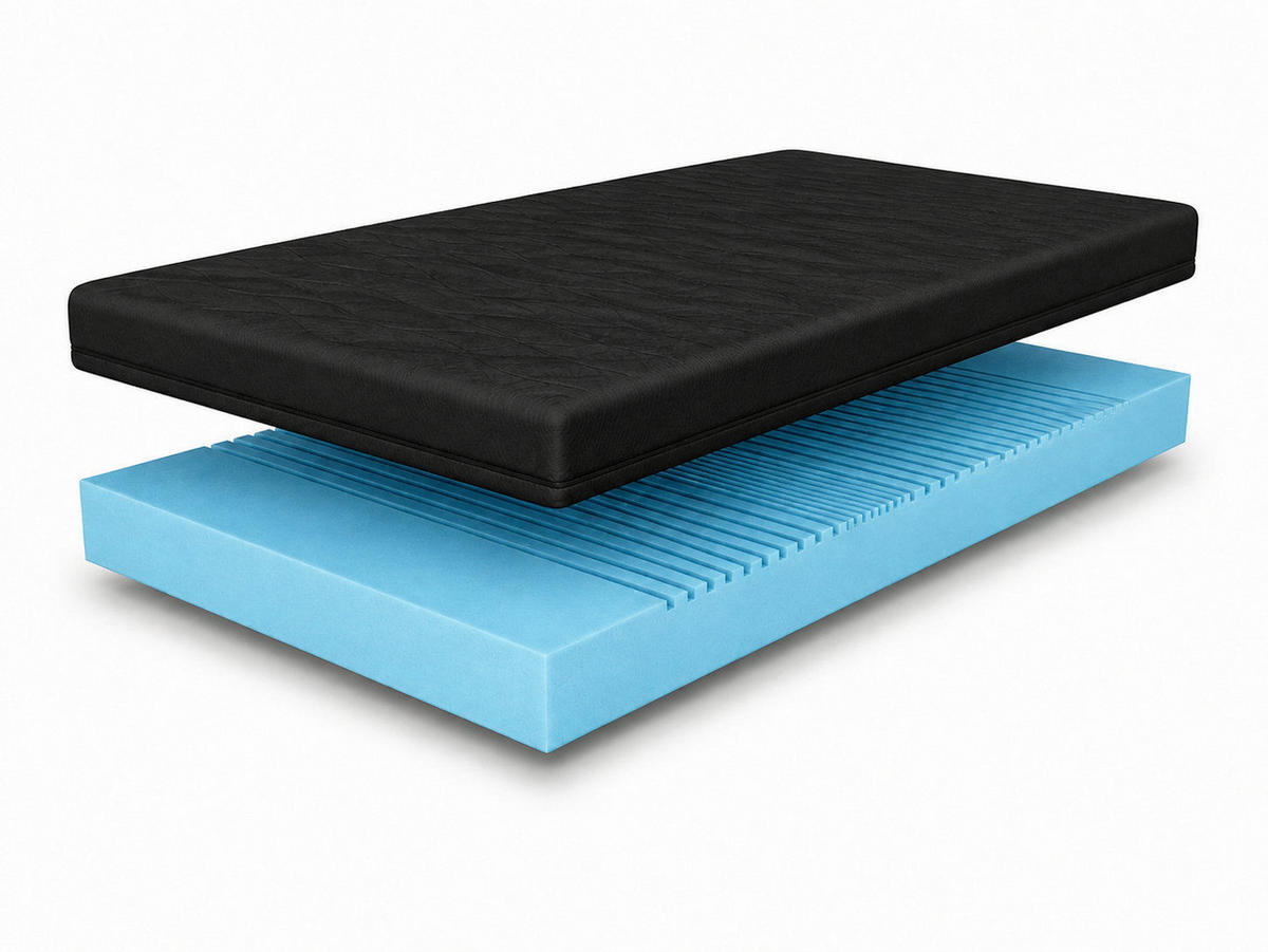 MATRATZENTOPPER Massage 160x200 cm, H3 profiliert, 5 cm hoch, Schwarz - Schwarz, Kunststoff (160/200cm) - Marpur