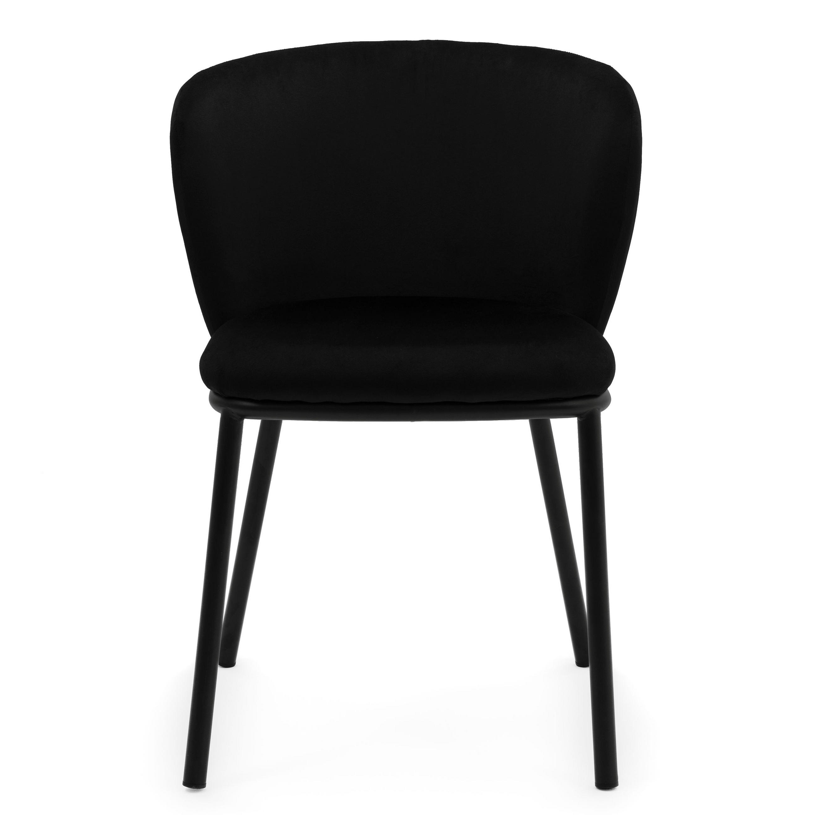 STUHL BARI gepolsterter mit Steppung - schwarz - Samt Velour - Schwarz, Textil/Metall (54/81/57cm) - NEW HOME