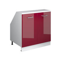 ORMARIĆ ZA KOSI KROV S VRATA Rion Crveni visoki sjaj 80 x 81.6 cm s 2 vrata, korpus ormara dubine 60 cm - bijela/bordo, drvni materijal (80/83.8/60cm) - Vicco