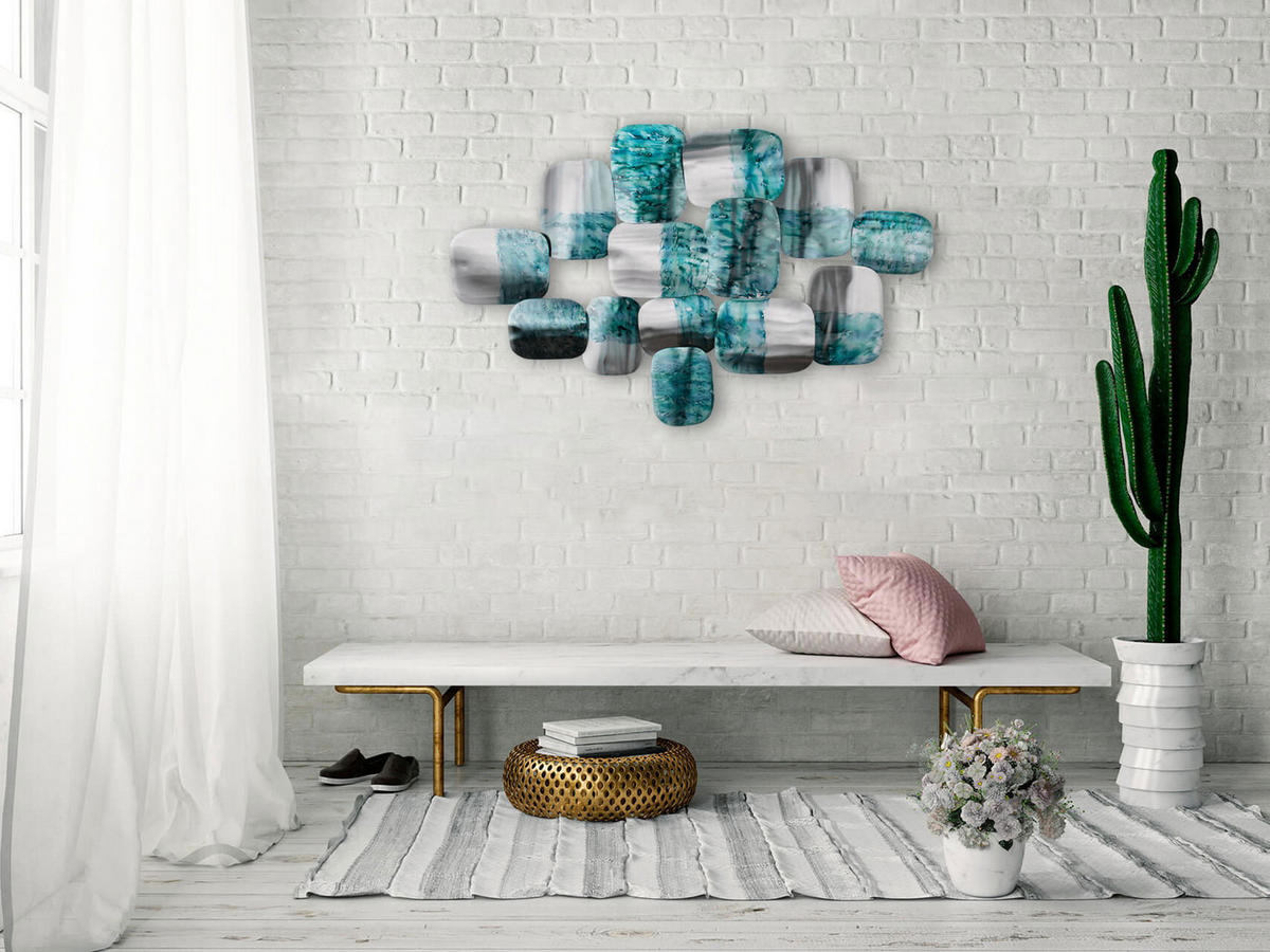WANDDEKO Blau 118/78 cm - Blau/Silberfarben, Metall (4.5/78/6cm) - KUNSTLOFT