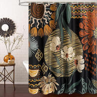 DUSCHVORHANG extrem lang floral Boho elegant für Dekoration Badezimmer - Schwarz, Textil (200/180cm) - MCBOSON