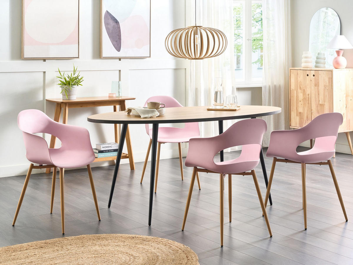 ESSZIMMERSTUHL 2er-Set Kunststoff Rosa Utica - Pink, Kunststoff/Metall (54/81/47cm) - Beliani