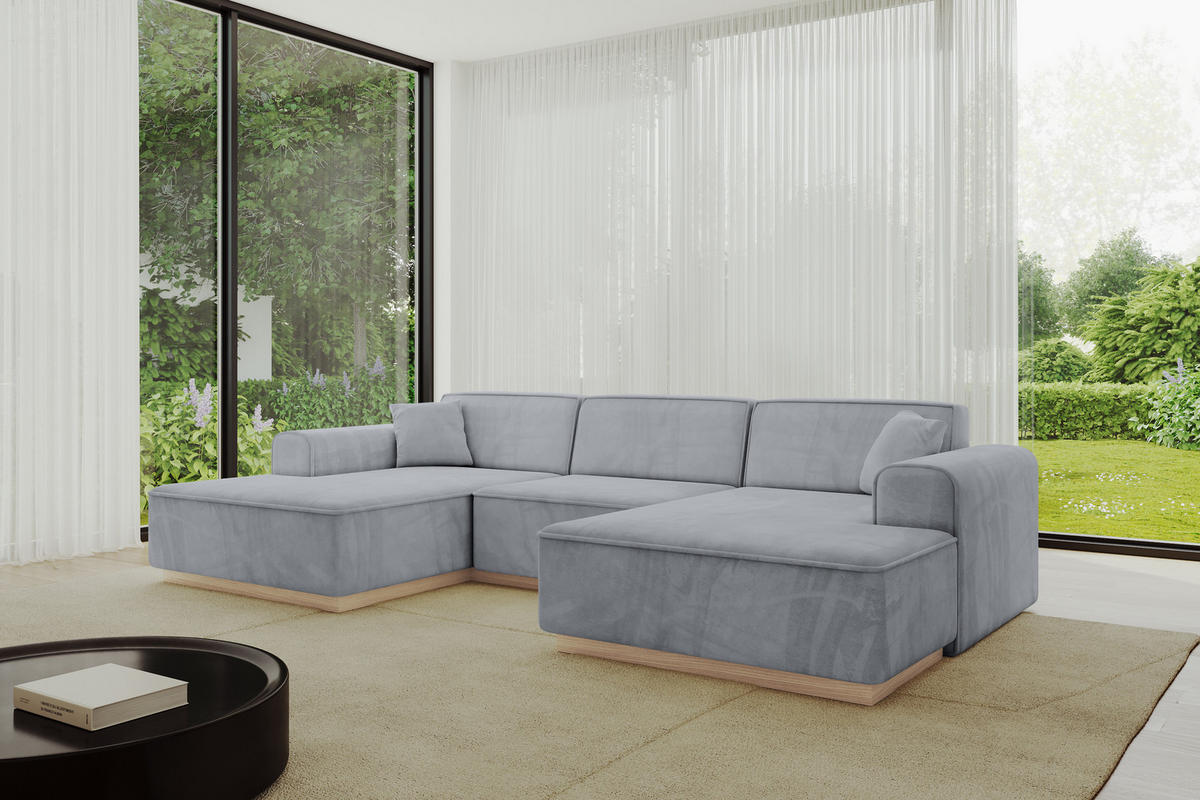 WOHNLANDSCHAFT IREA-U1 - 303x171x83 cm Grau - Titanfarben, Holzwerkstoff/Textil (303/83/171cm) - ALTDECOR