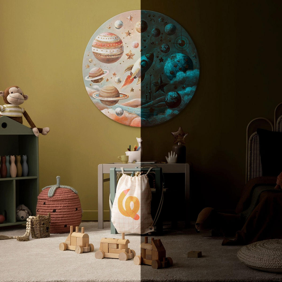 GEMÄLDE Sternenflug auf Keilrahmen 90 cm - Multicolor, Holz (90/90cm) - YS-art gallery