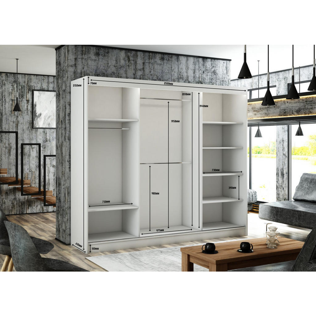 Thumbnail - Altdecor Kleiderschrank, Weiß, Holzwerkstoff, 250x215x61 cm, Schlafzimmer, Kleiderschränke