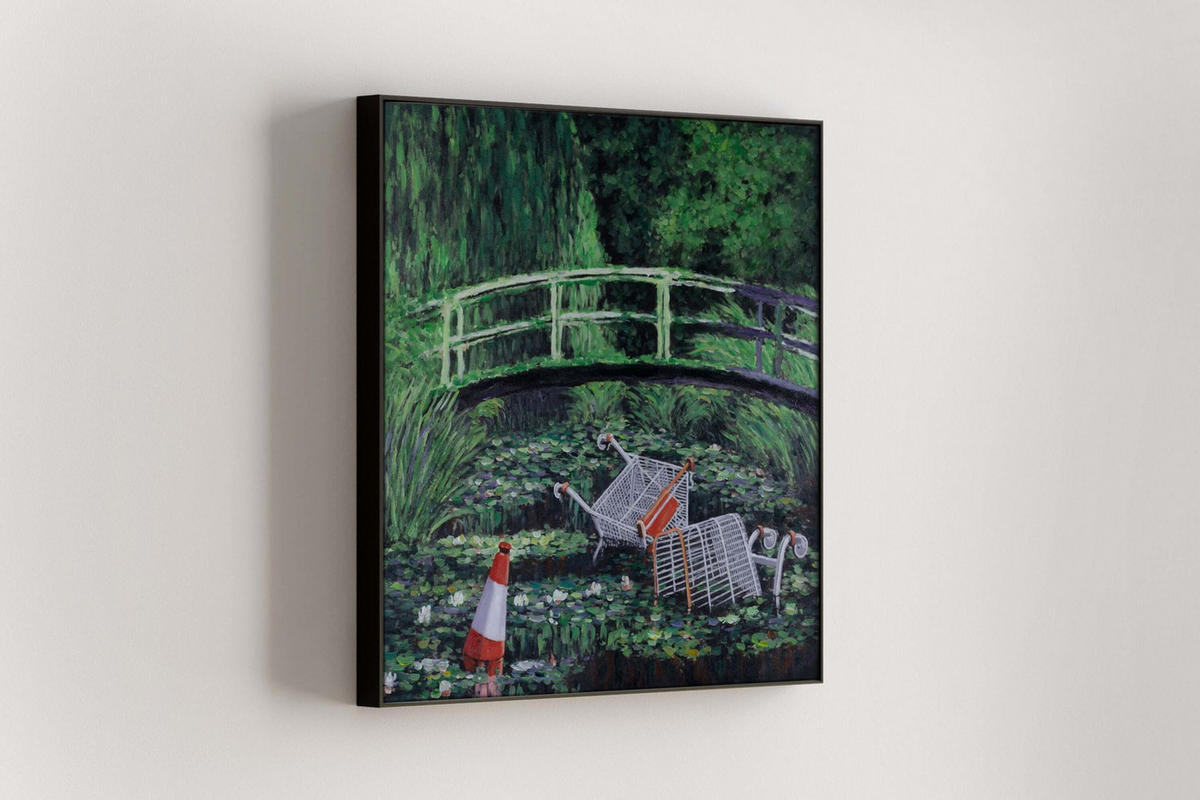 OLEJOMALBA 80/80 cm, Město a architektura - pomerančová/zelená barva, dřevo/textil (80/80cm) - KUNSTLOFT
