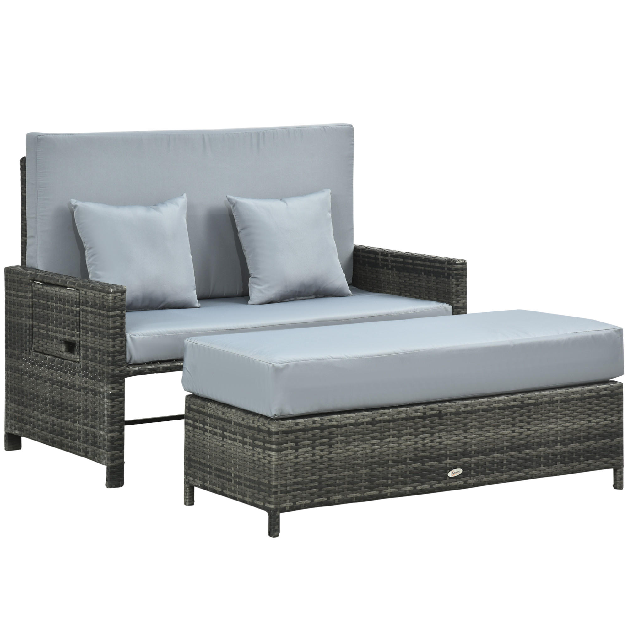 GARTENMÖBEL Set, PE Polyrattan, Grau - Grau, Kunststoff - Outsunny
