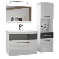 BADMÖBEL Badezimmer Weiß Silber Glänzend - Silberfarben/Weiß, Holz (100/113/40cm) - B BELINI GROUP