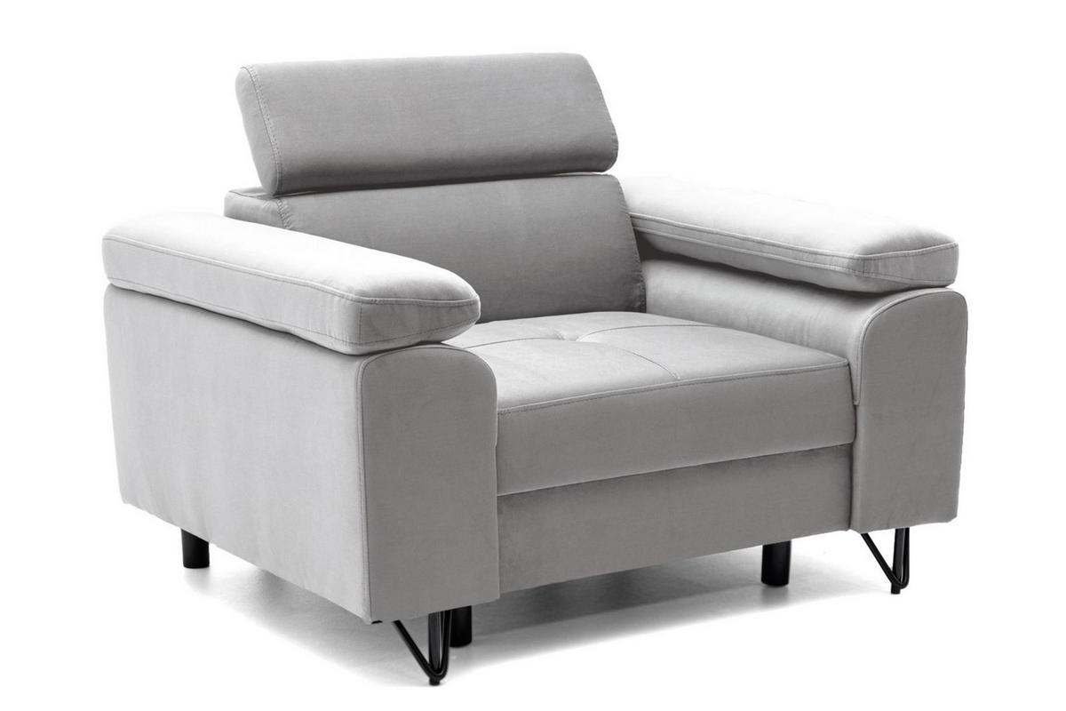 SESSEL JUNIOR mit verstellbare Kopfstütze Velours Grau - Schwarz/Grau, Holz/Textil (116/90/92cm) - Muffo