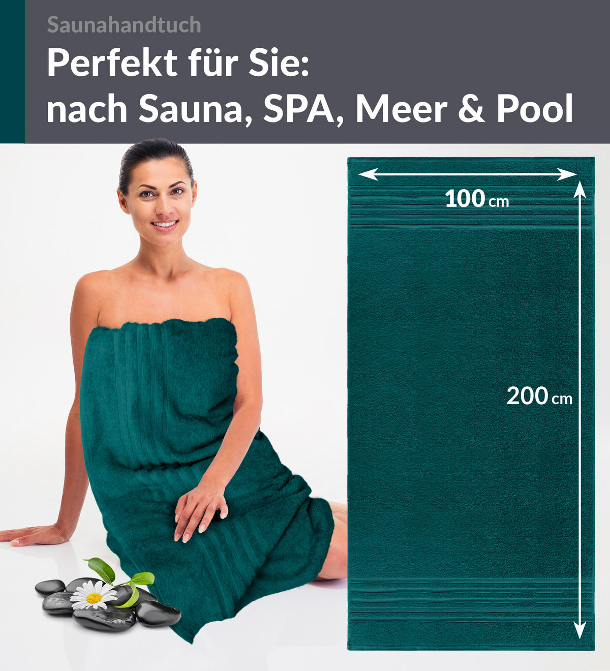 BADETUCH London Opal Grün 100x200 cm - Opal, Textil (100/200cm) - Lashuma