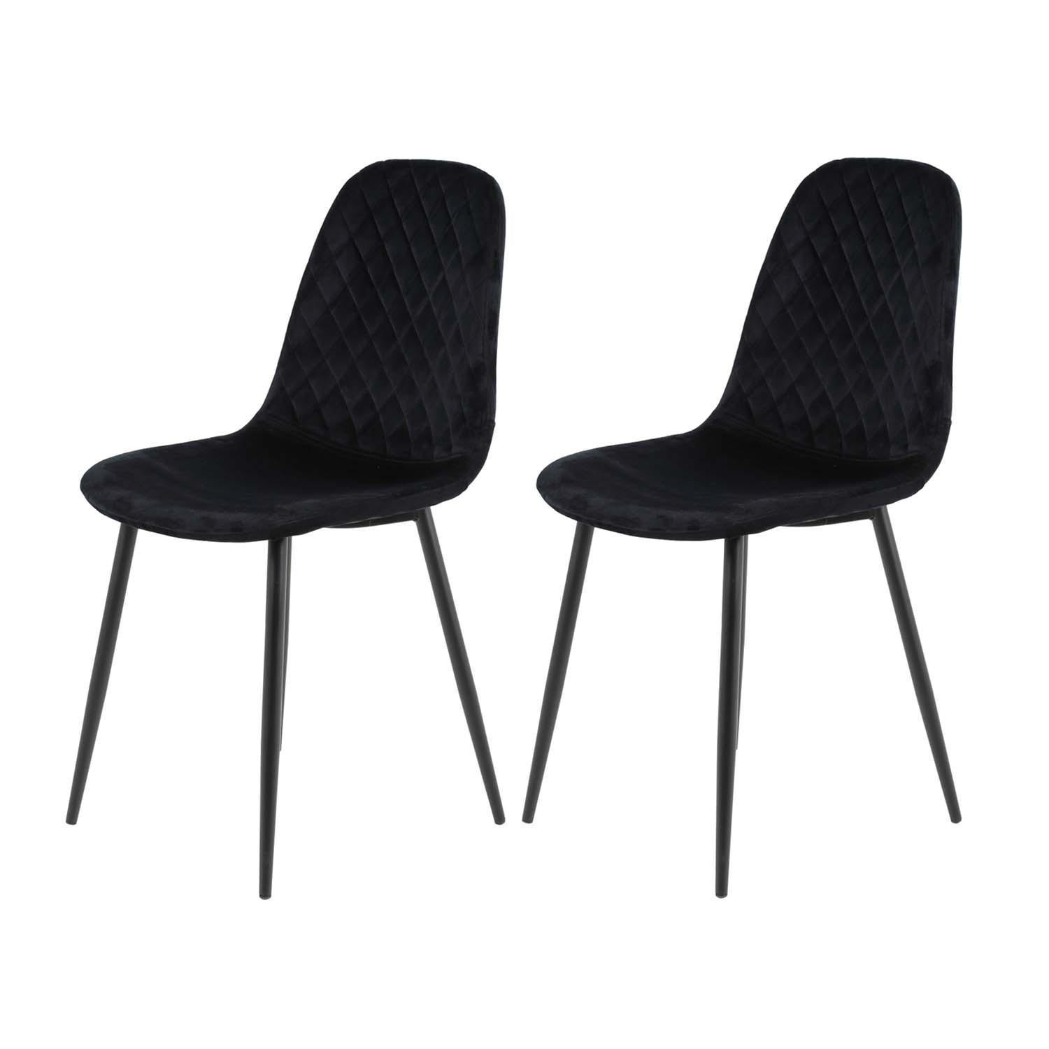 SCHALENSTUHL-SET 2 Stück Mira - Samtvelour Schwarz - Schwarz, Textil/Metall (44/89/53.5cm) - Hela Vertriebs GmbH