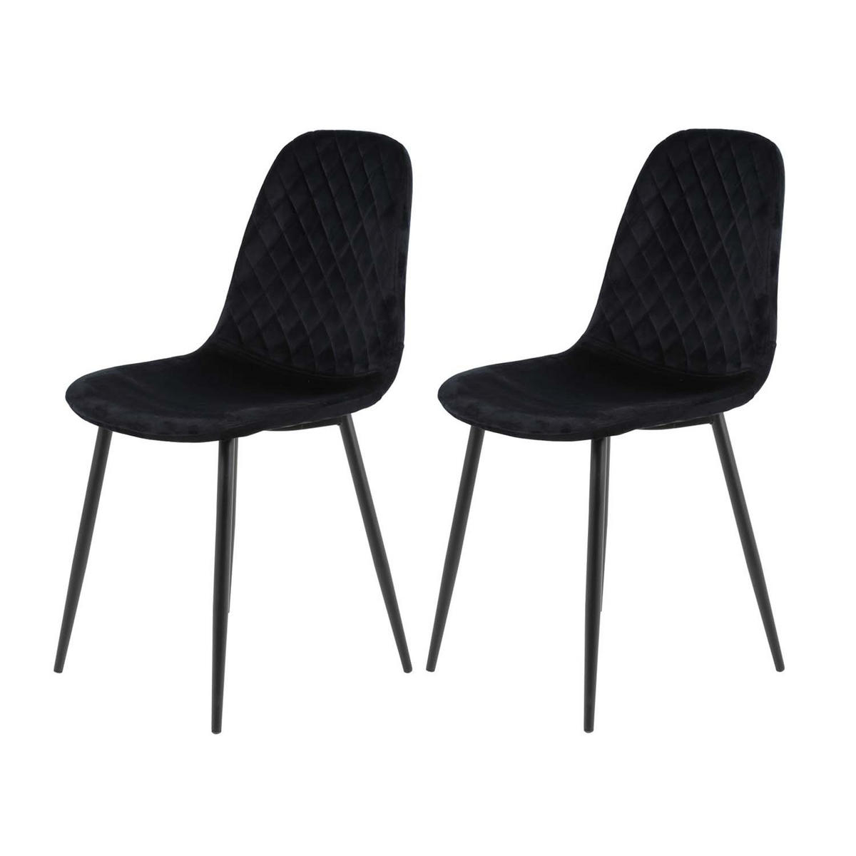 SCHALENSTUHL-SET 2 Stück Mira - Samtvelour Schwarz - Schwarz, Textil/Metall (44/89/53.5cm) - Hela Vertriebs GmbH