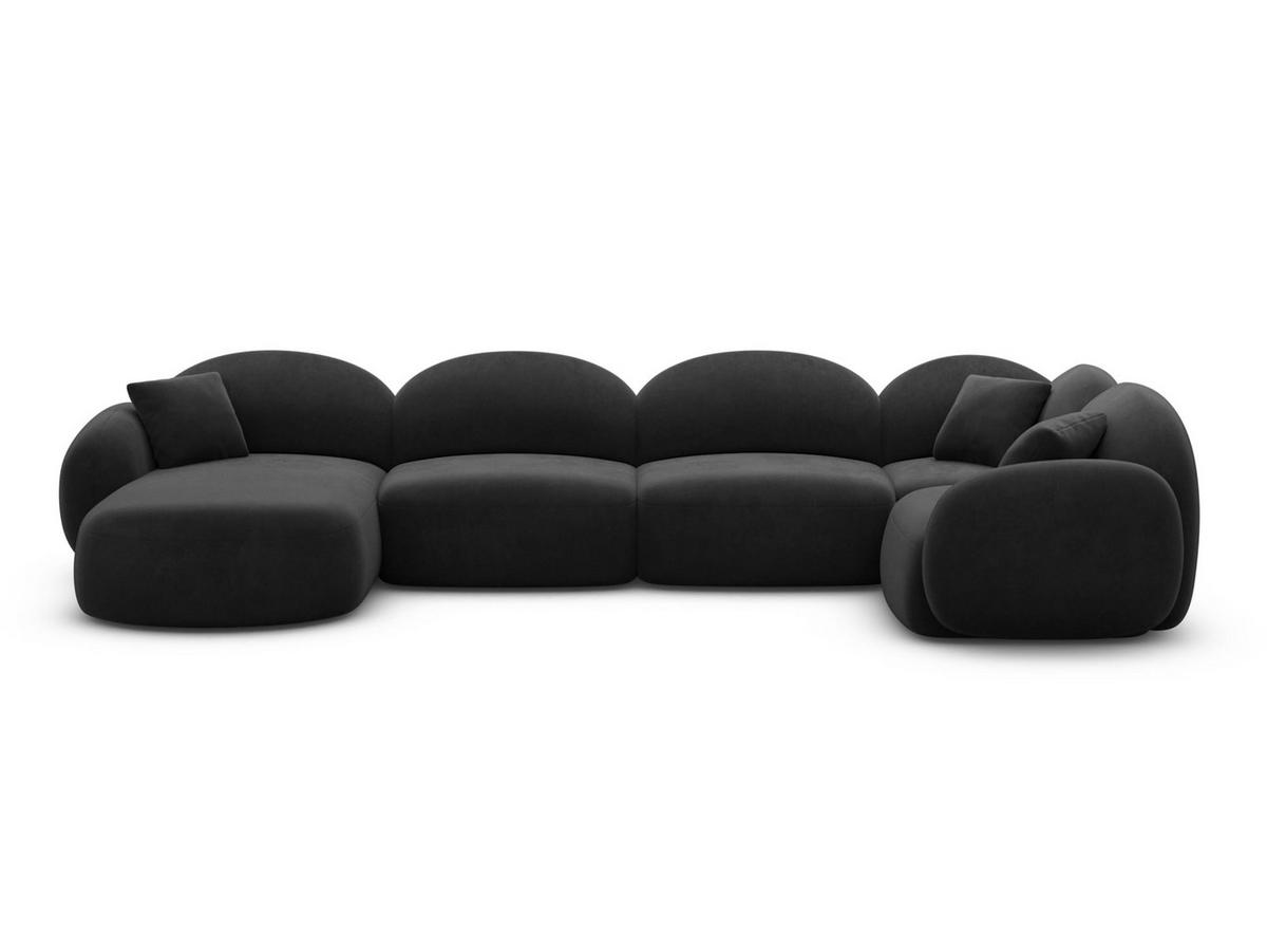 WOHNLANDSCHAFT Mirello U-Form Schwarz Samtstoff - Schwarz, Kunststoff (333/77/193cm)
