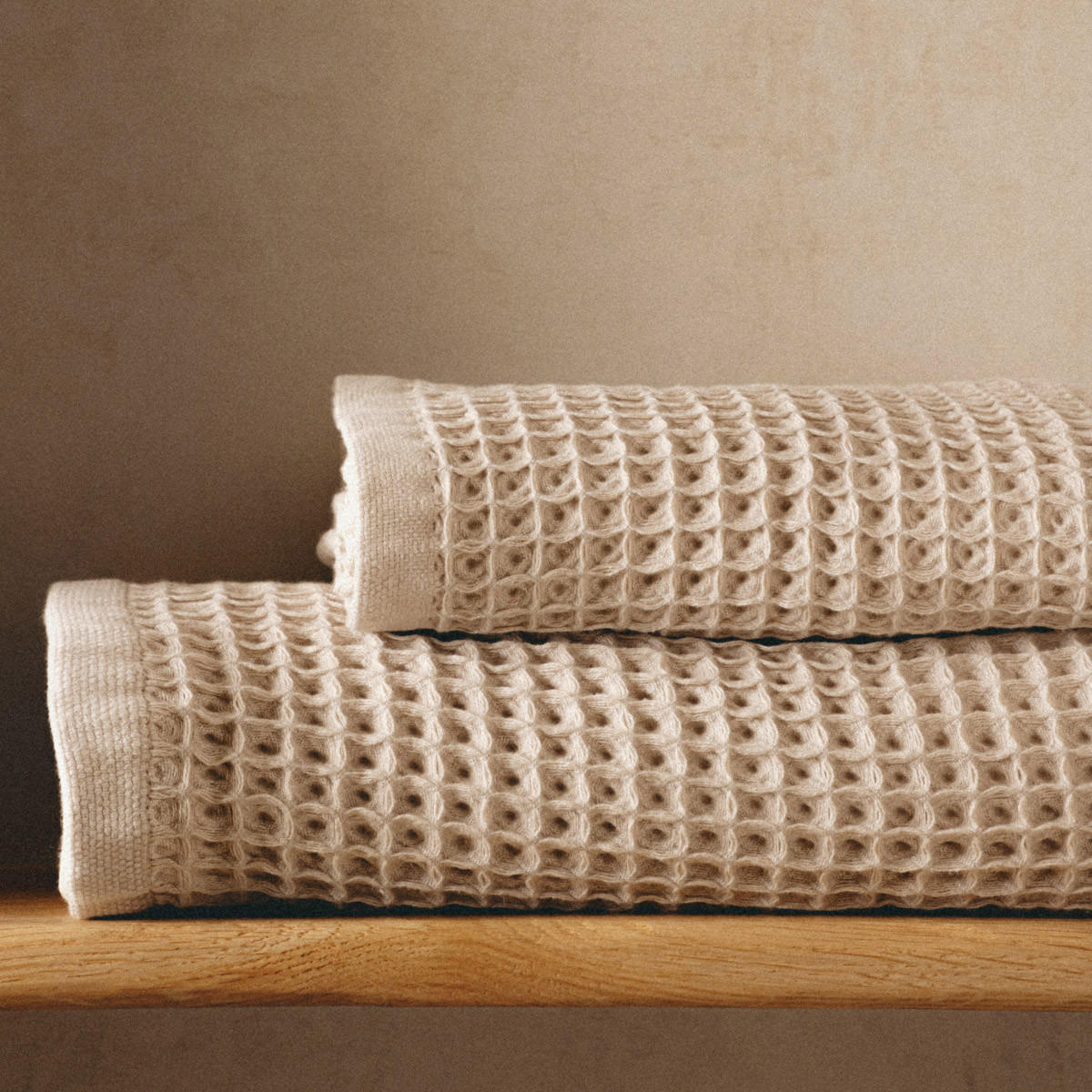 BADETUCH Vaffel beige 50/90 cm - Beige, Textil (50/90cm) - Homla