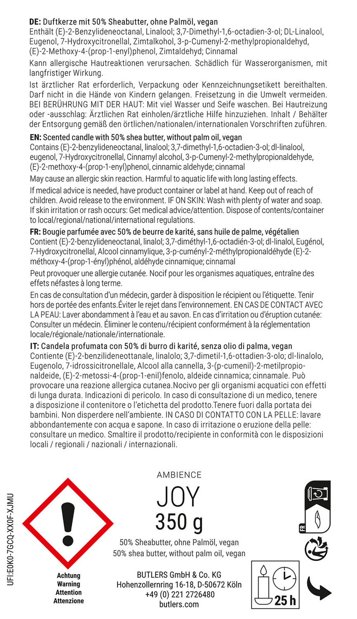 DUFTKERZE Ambience - Grün, Paraffin (6cm) - Butlers