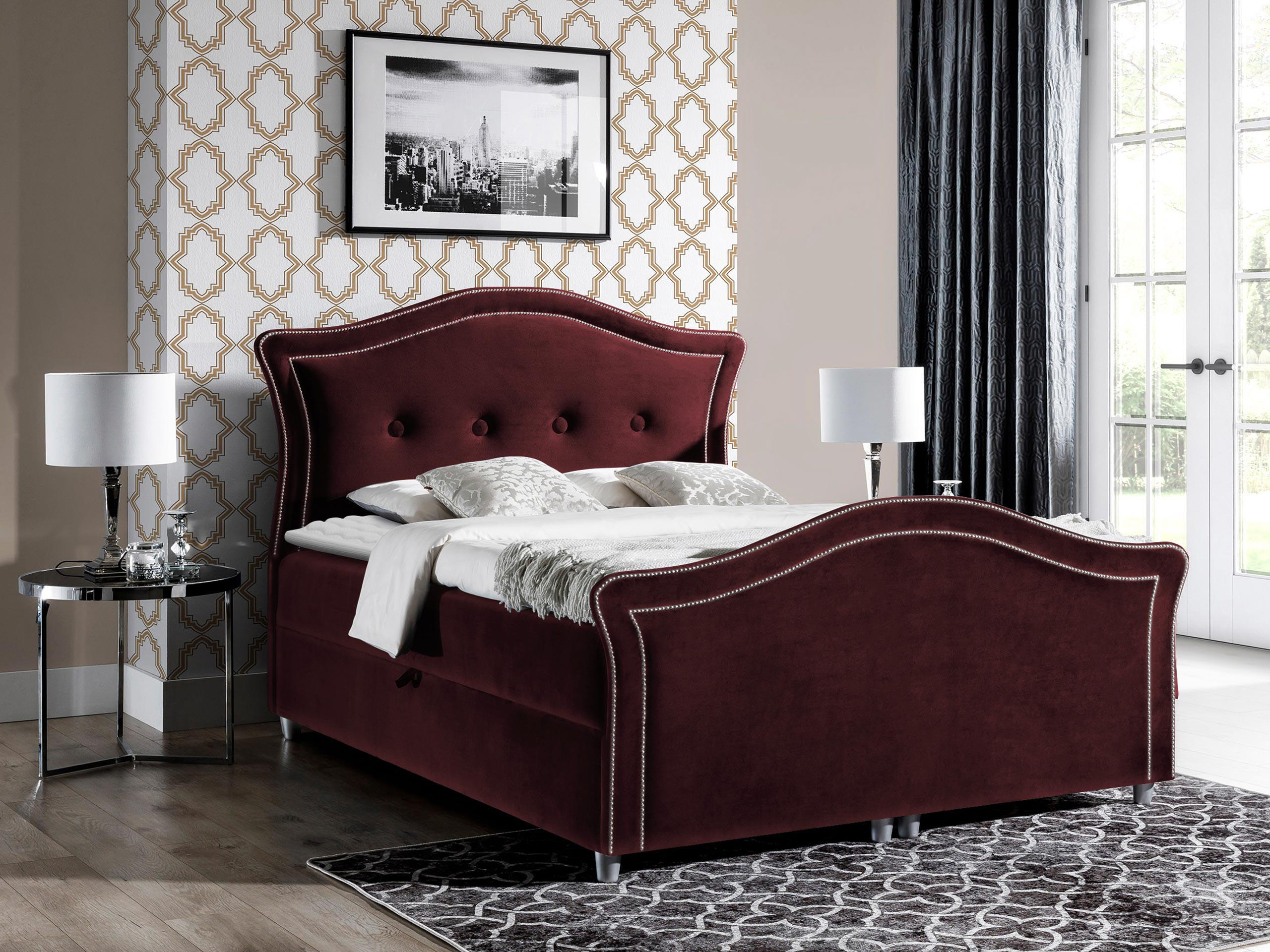 BOXBETT Bedran Lux - Bordeaux, Holz (140/200cm) - MIRJAN24