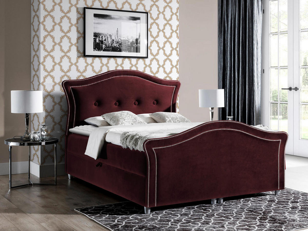 BOXBETT Bedran Lux - Bordeaux, Holz (200/200cm) - MIRJAN24