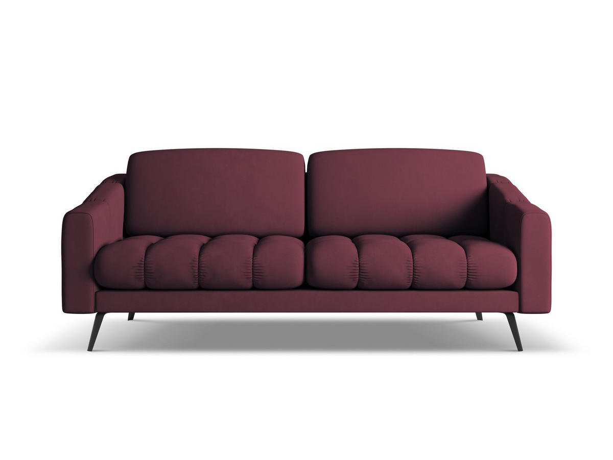 3-SITZER SOFA Chenille Stoff Rot - Rot/Weinrot, Textil/Metall (202/80/95cm) - Makamii