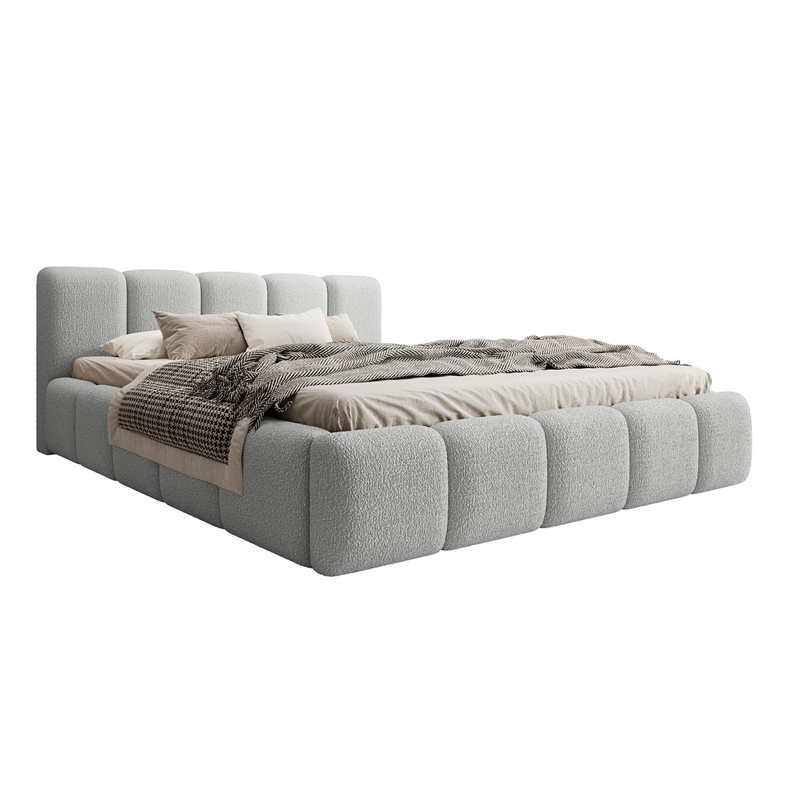 POLSTERBETT MOTSERRAT 200x200 cm, Grau - Grau, Textil (200/200cm) - Fedve
