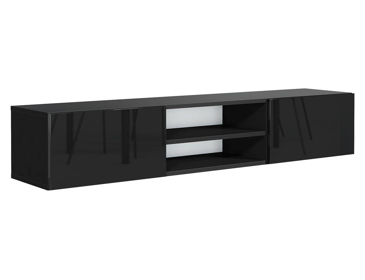TV Schrank Schwarz mit HochglanzFronte 120 x 30 x 35cm Wohnzimmer Möbel - Schwarz Hochglanz, Holzwerkstoff (120/30/35cm) - MebLocker