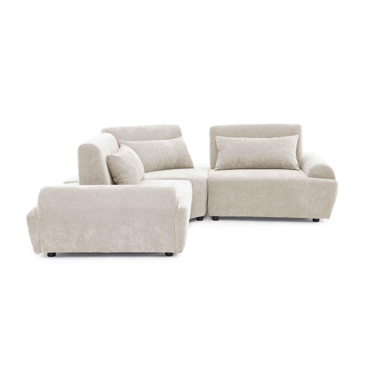 ECKSOFA 3-Sitzer, Ekru - Weiß, Textil (231/231cm) - Oviala