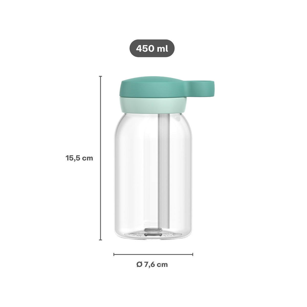 TRINKFLASCHE MIT TRINKHALM Campus Cool Blue 450 ml - Blau, Kunststoff (450L) - Mepal