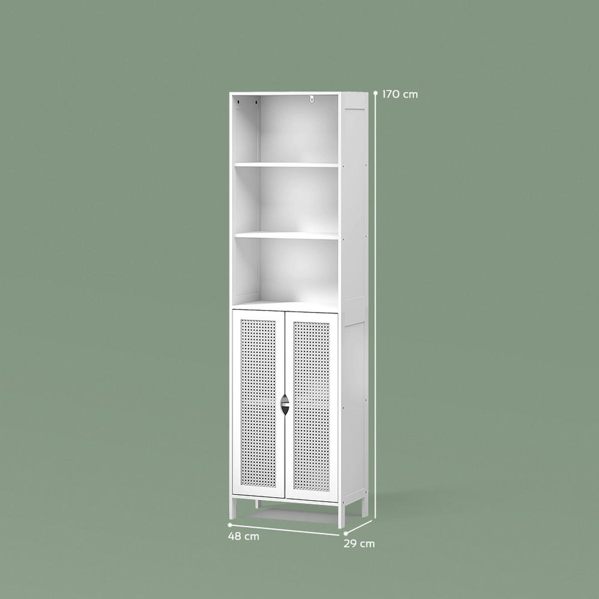 KOPALNIŠKA OMARICA Mincio, Bela, 48 x 170 cm z 2 vrati - bela, leseni material (48/170/29cm) - Livinity®