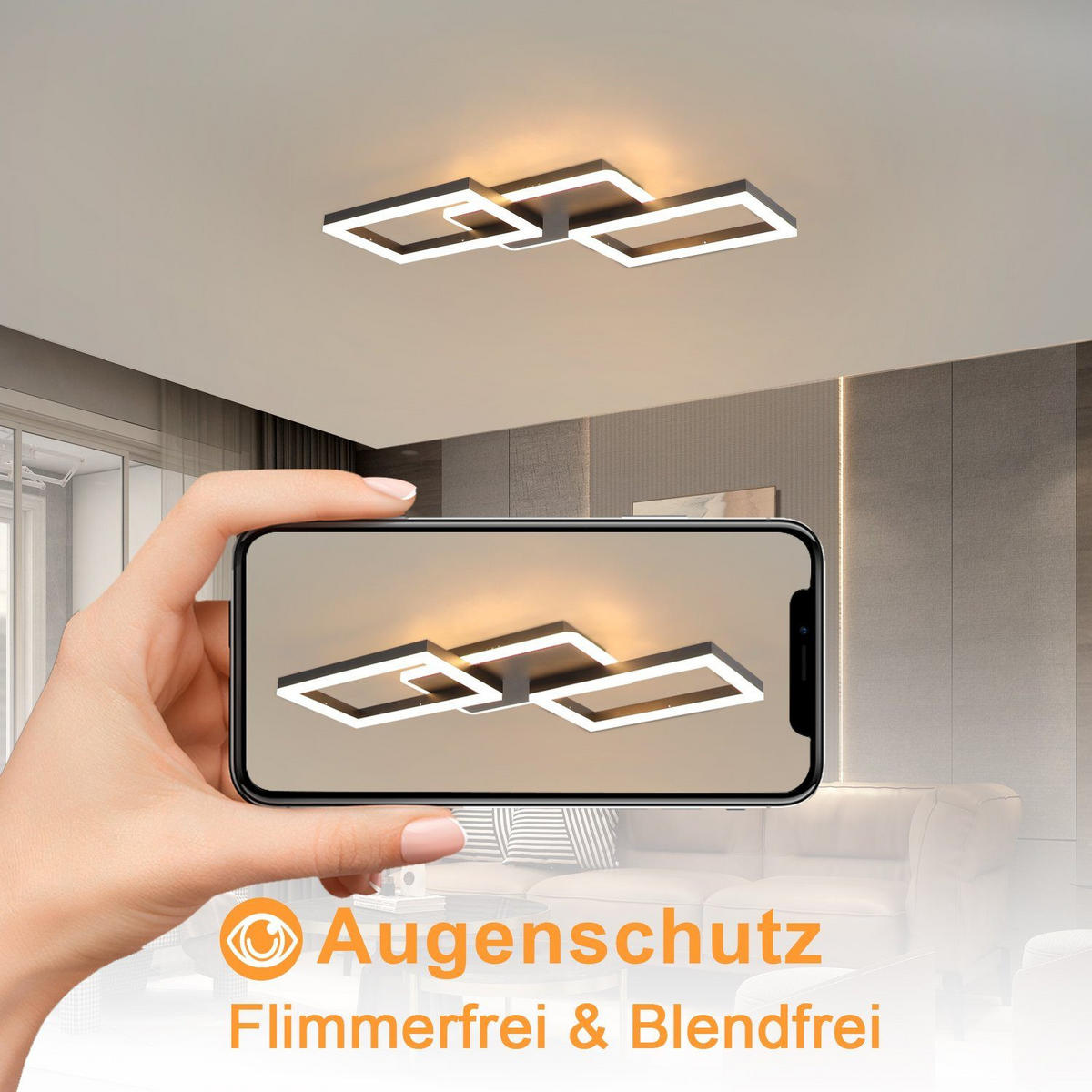 LED-DECKENLEUCHTE Marco 54/35/6 cm - Schwarz, Metall (54/35/6cm) - Nettlife